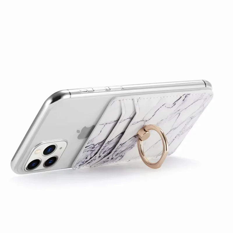 Tarjetero de cuero adhesivo 3M adhesivos tarjeta de identificación de crédito teléfono móvil bolsillo trasero funda tipo billetera pegatina soporte para teléfono Suporte Celular