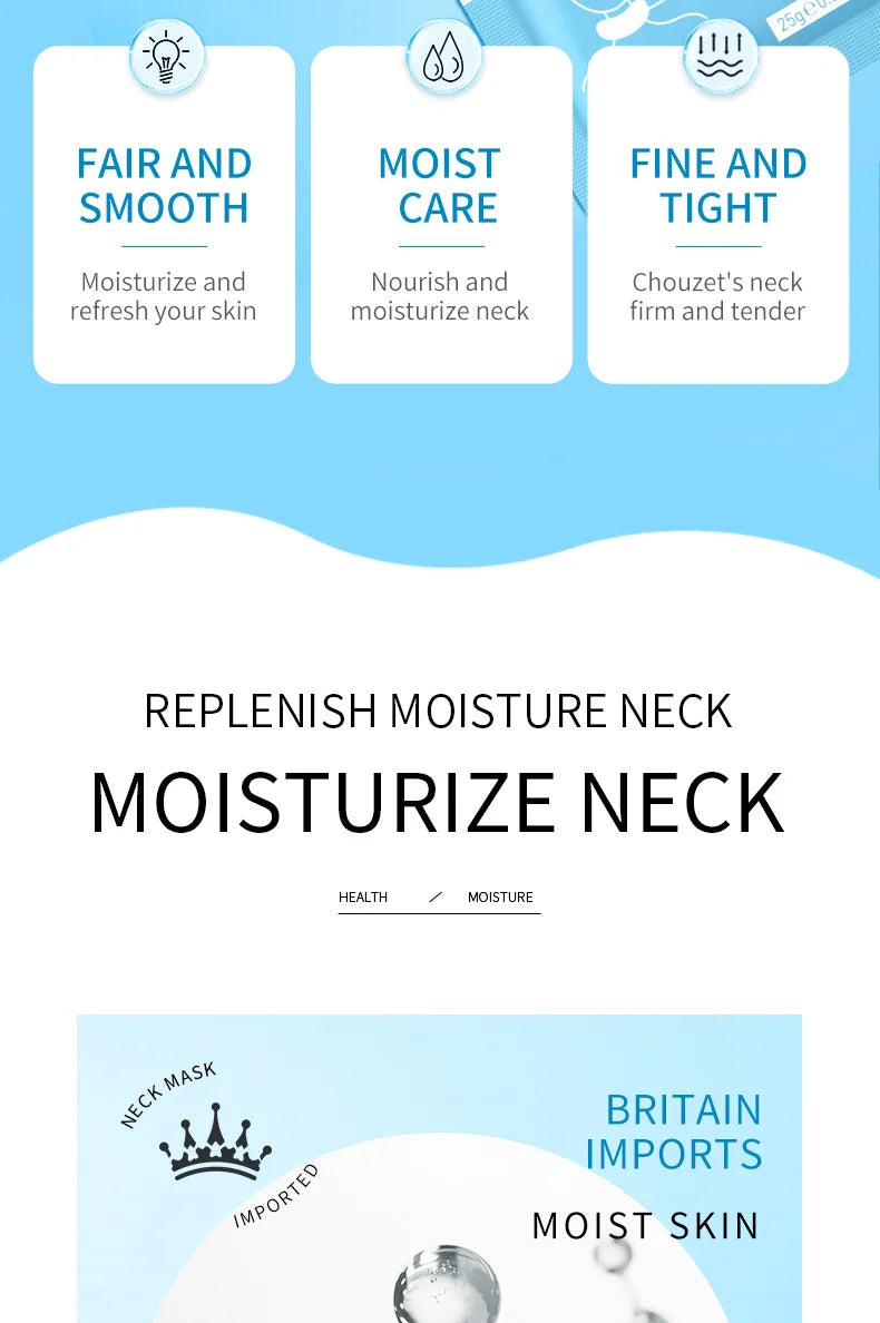 10 Uds SADOER ácido hialurónico máscara de cuello colágeno reafirmante máscaras de cuello nutritivo brillo belleza hidratante cuellos cuidado de la piel