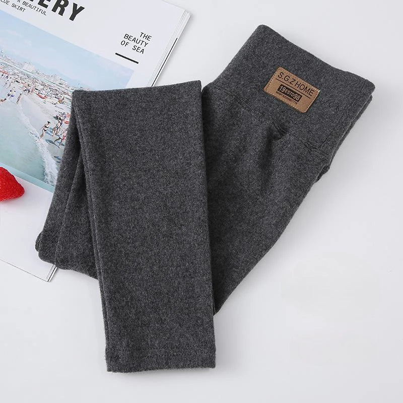 Mallas elásticas ajustadas para niña, pantalones de algodón, color negro y gris, otoño y primavera