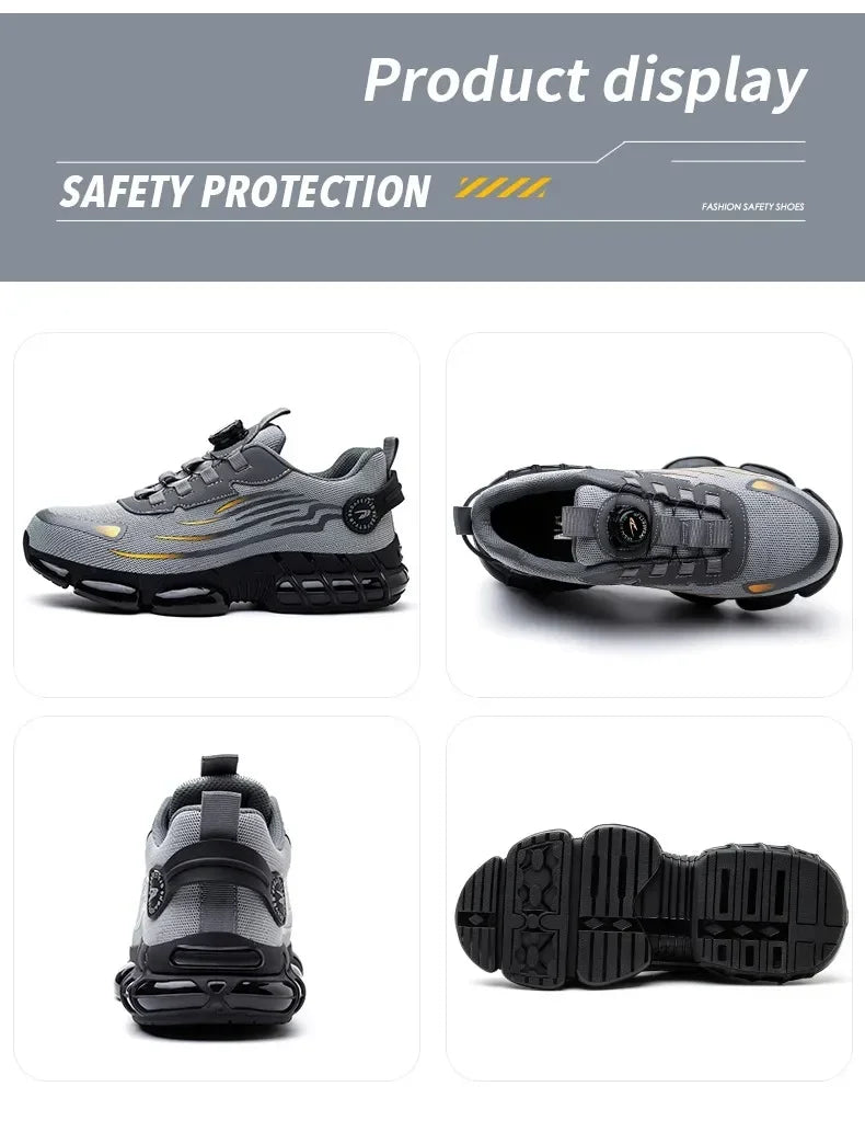 Nuevos zapatos de seguridad para el trabajo, talla 36-48 para mujeres y hombres, zapatillas de deporte con punta de acero para hombres, botas antideslizantes ligeras y transpirables impermeables, trabajo para hombres