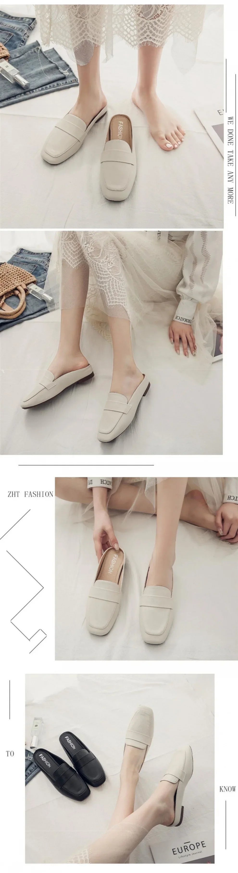 Baotou-Zapatillas planas de cuero suave para Mujer, Zapatos planos sin cordones, suela suave, 2024