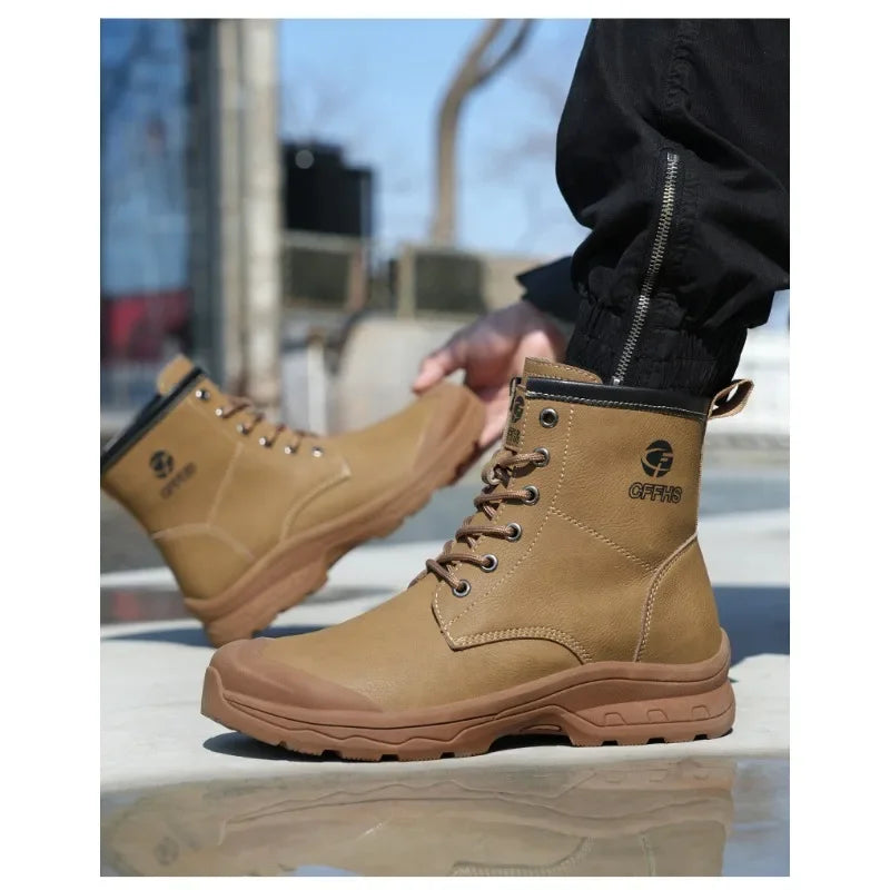 Botas de trabajo de microfibra de alta gama para hombre con puntera de acero para antigolpes y antipinchazos, antipinchazos de Kevlar