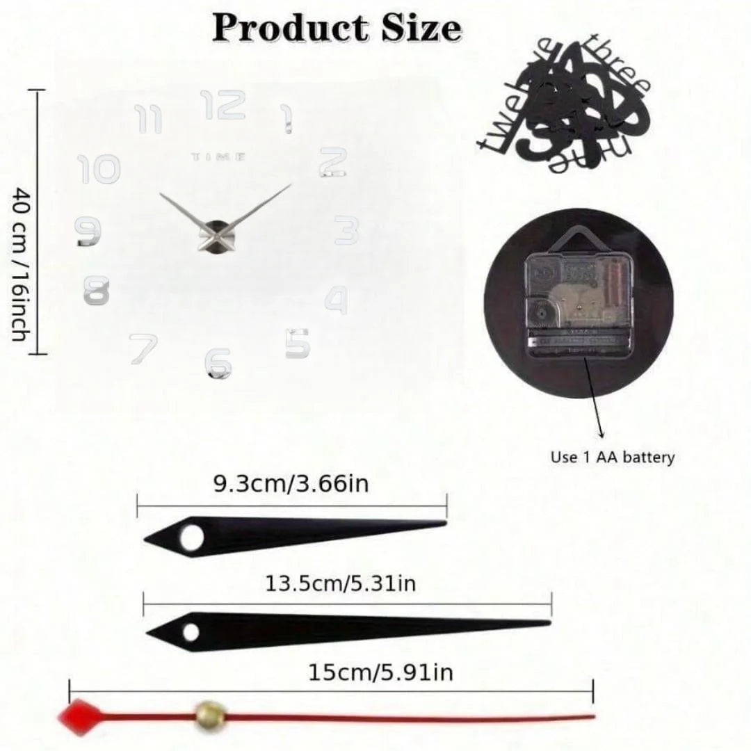 Reloj de pared grande 3D, relojes de pared clásicos luminosos, reloj Digital DIY, relojes de pared, pegatinas, reloj silencioso para el hogar, mesa de salón