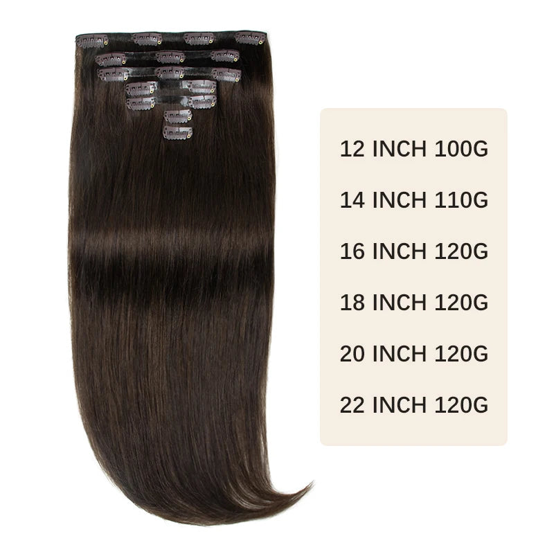 Human Hair Invisible PU Clip In Extensions Injected PU Tape Weft 7Pcs/set 12-24inch 100G 120G Clip On Hair Comfortable Wear
