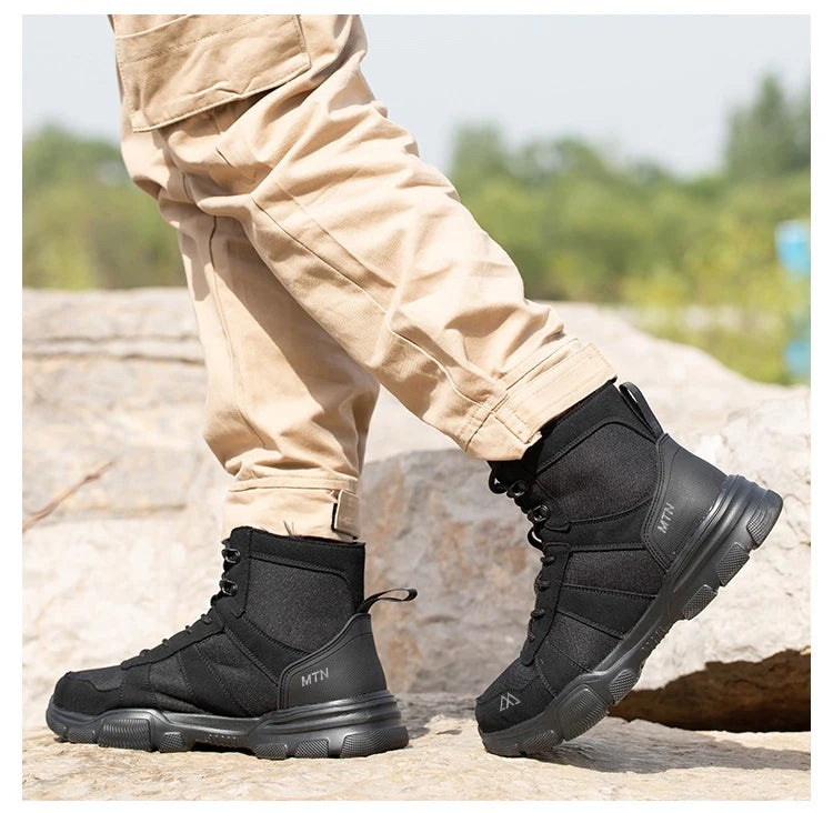 Zapatos de seguridad ligeros y transpirables para hombre, puntera de acero, zapatos de trabajo antigolpes, botas de seguridad indestructibles antipinchazos