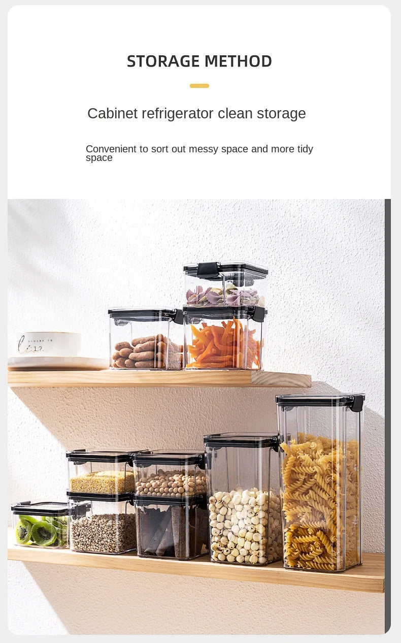 Tarros sellados para cocina, organizador de almacenamiento de granos, tanque grande de plástico a prueba de humedad, juego de tarros de condimentos para el hogar