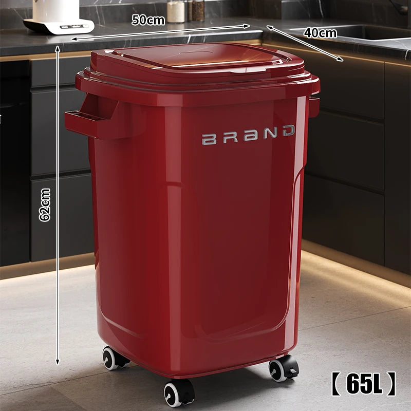Contenedor de Basura de Cocina de Gran Capacidad con Ruedas y Tapa para Uso Doméstico y Comercial, Fácil de Mover, No Es Necesario Agacharse