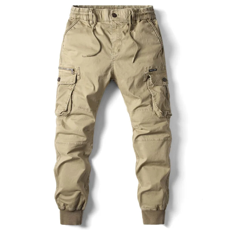 2025 Nueva Primavera Pantalones Cargo de algodón para hombres Ropa Otoño Moda Casual Cintura elástica Calidad Pantalones Tipo Pantalones Cargo Hombres