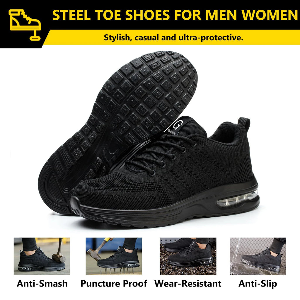Zapatos de seguridad indestructibles para mujer, zapatos de trabajo con punta de acero antipinchazos, zapatillas ligeras antideslizantes con cojín de aire