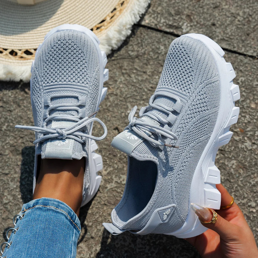 Zapatos de punto para mujer, zapatos ligeros y transpirables para mamá, talla grande, cómodos, antideslizantes, informales, suela plana, sin cordones, primavera 2025