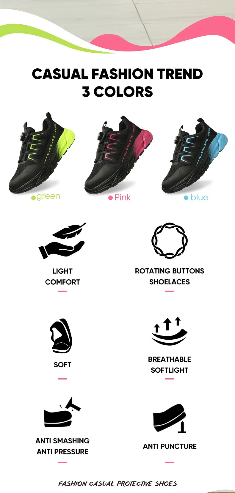 Zapatos de seguridad para mujer, botas de trabajo con punta de acero, zapatillas deportivas transpirables a prueba de perforaciones, botas de seguridad cómodas para construcción