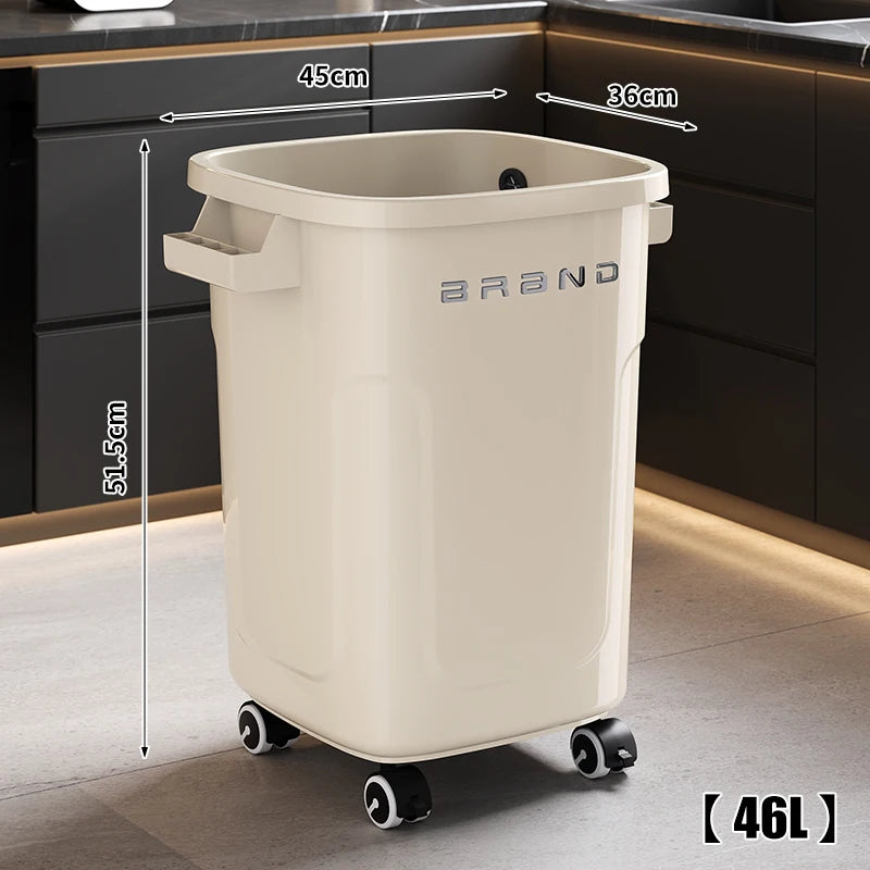Contenedor de Basura de Cocina de Gran Capacidad con Ruedas y Tapa para Uso Doméstico y Comercial, Fácil de Mover, No Es Necesario Agacharse