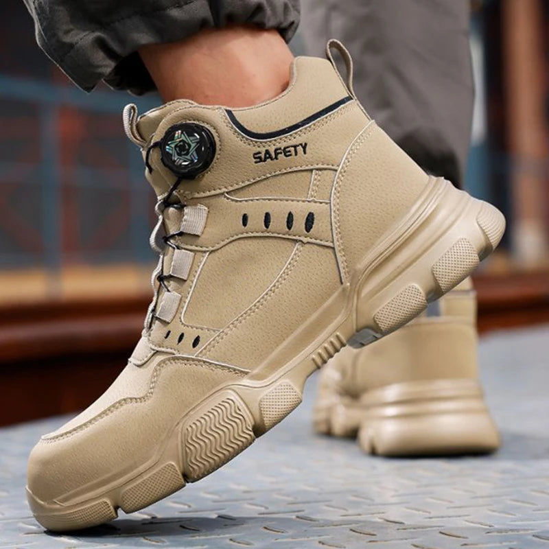 Botas de Trabajo de Seguridad con Punta de Acero para Hombre, Anti-aplastamiento, Resistentes a Pinchazos, con Entresuela de Kevlar, Impermeables, Ligeras, con Hebilla Giratoria