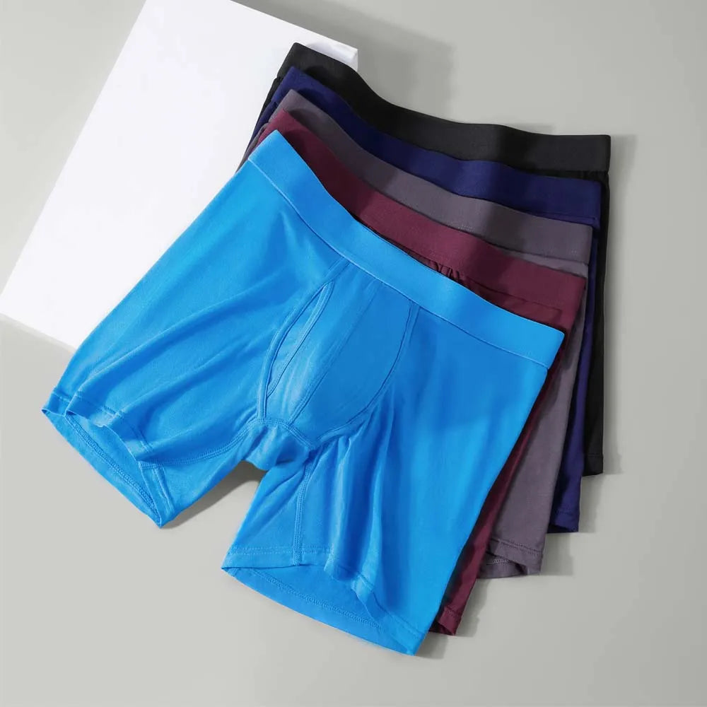 Calzoncillos de fibra de bambú para hombre, Boxer largo transpirable, ropa de tacto suave, ropa interior masculina convexa en U, ropa interior anti-enrollamiento, 8 Uds.