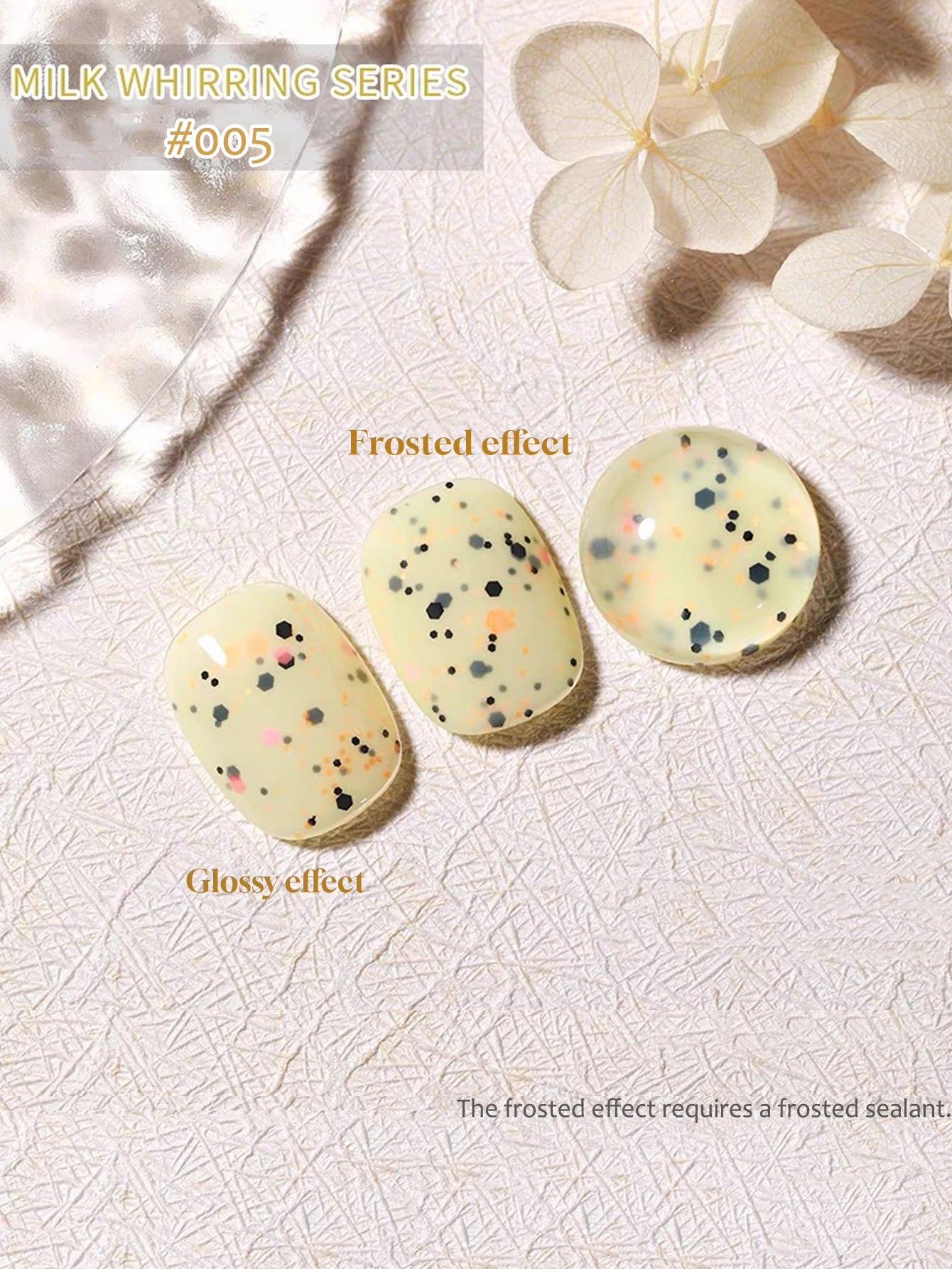 Esmalte de Uñas en Gel MIANEL Colorful Rock Slice, Amarillo Lechoso-Blanco Brillante, Crema Blanca, Efecto Leche Huhu Dopamina, 12ml, 1-6 Unidades
