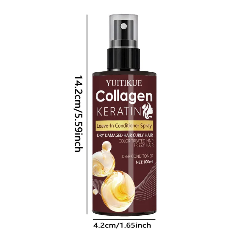 El spray para el cabello con colágeno y queratina nutre las raíces del cabello, el masaje del cuero cabelludo, repara el cabello, solución para el cuidado del cabello con control de aceite