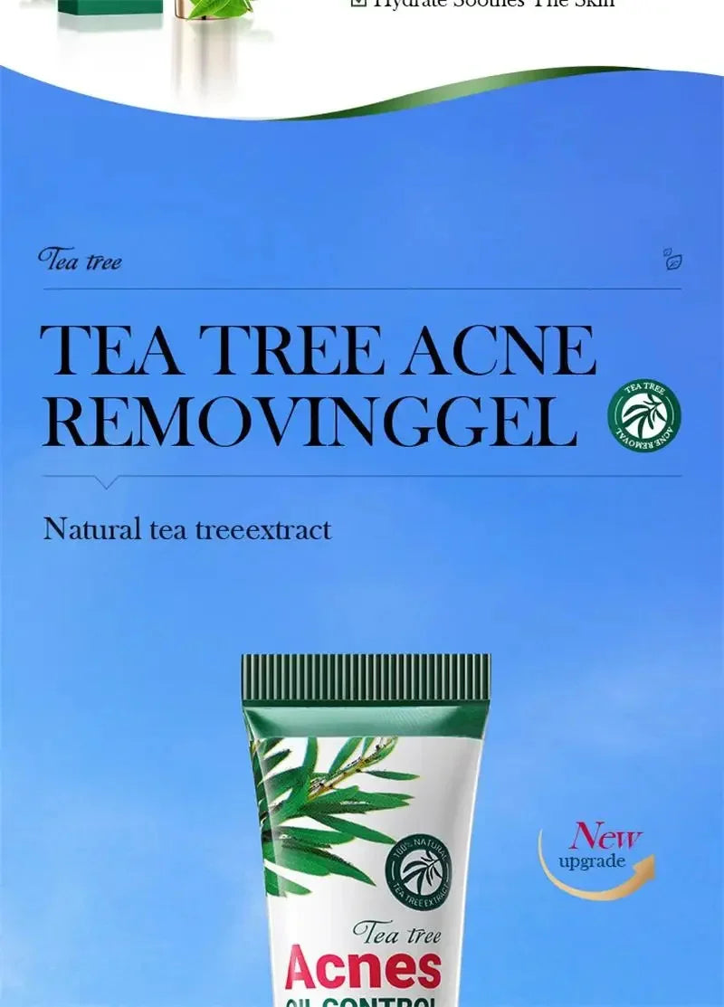 Crema para eliminar el acné del árbol de té, Control de aceite hidratante suave para el rostro, Gel Facial para eliminar el acné, espinillas, belleza y salud