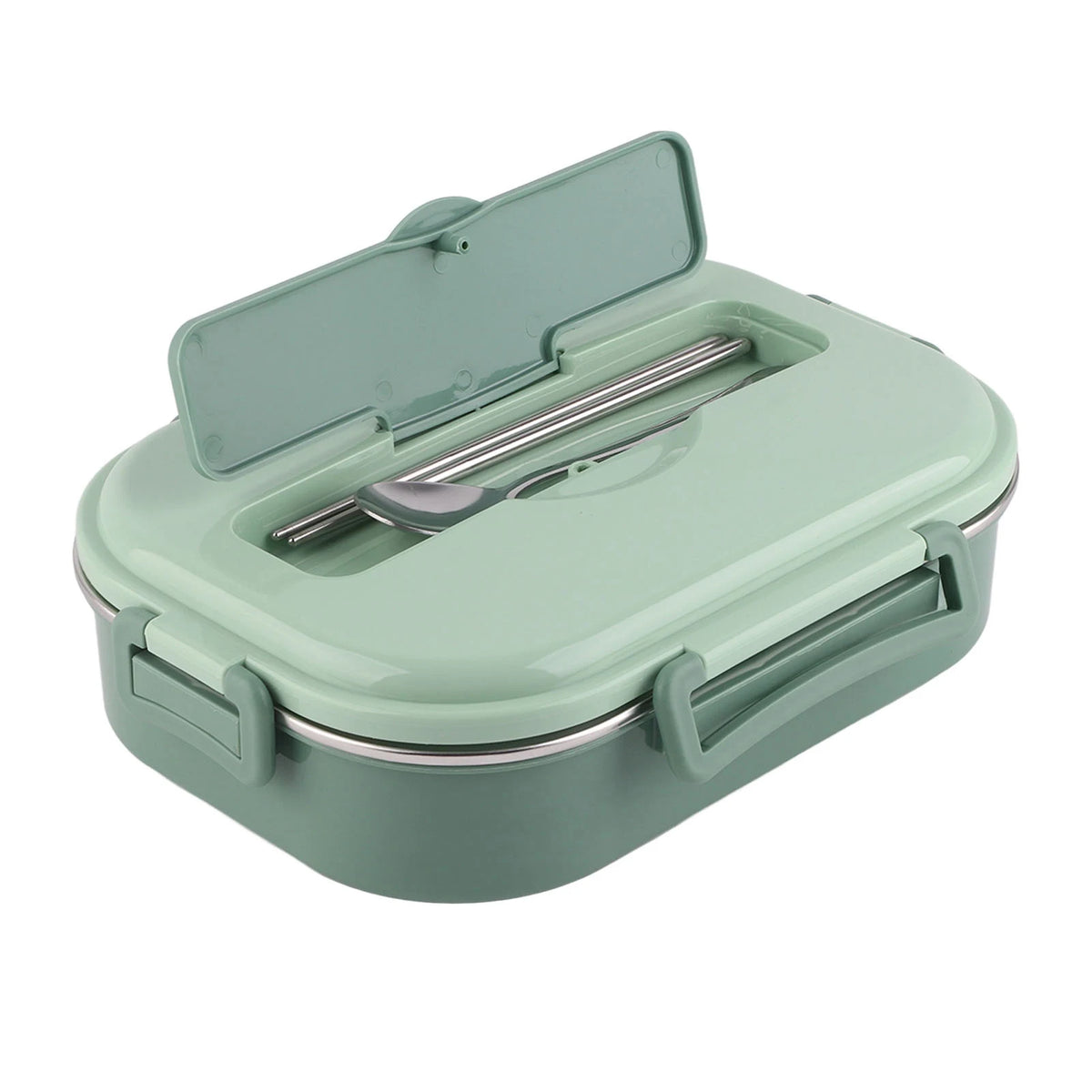 Fiambrera de acero inoxidable para estudiantes y adultos, contenedor de almacenamiento de alimentos, caja Bento portátil de 4 compartimentos