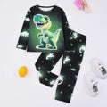 Conjunto de Pijama con Estampado Digital de Dinosaurios para Niños, Ideal para Decoración del Hogar, Apto para Niños de 2 a 9 Años en Primavera y Otoño