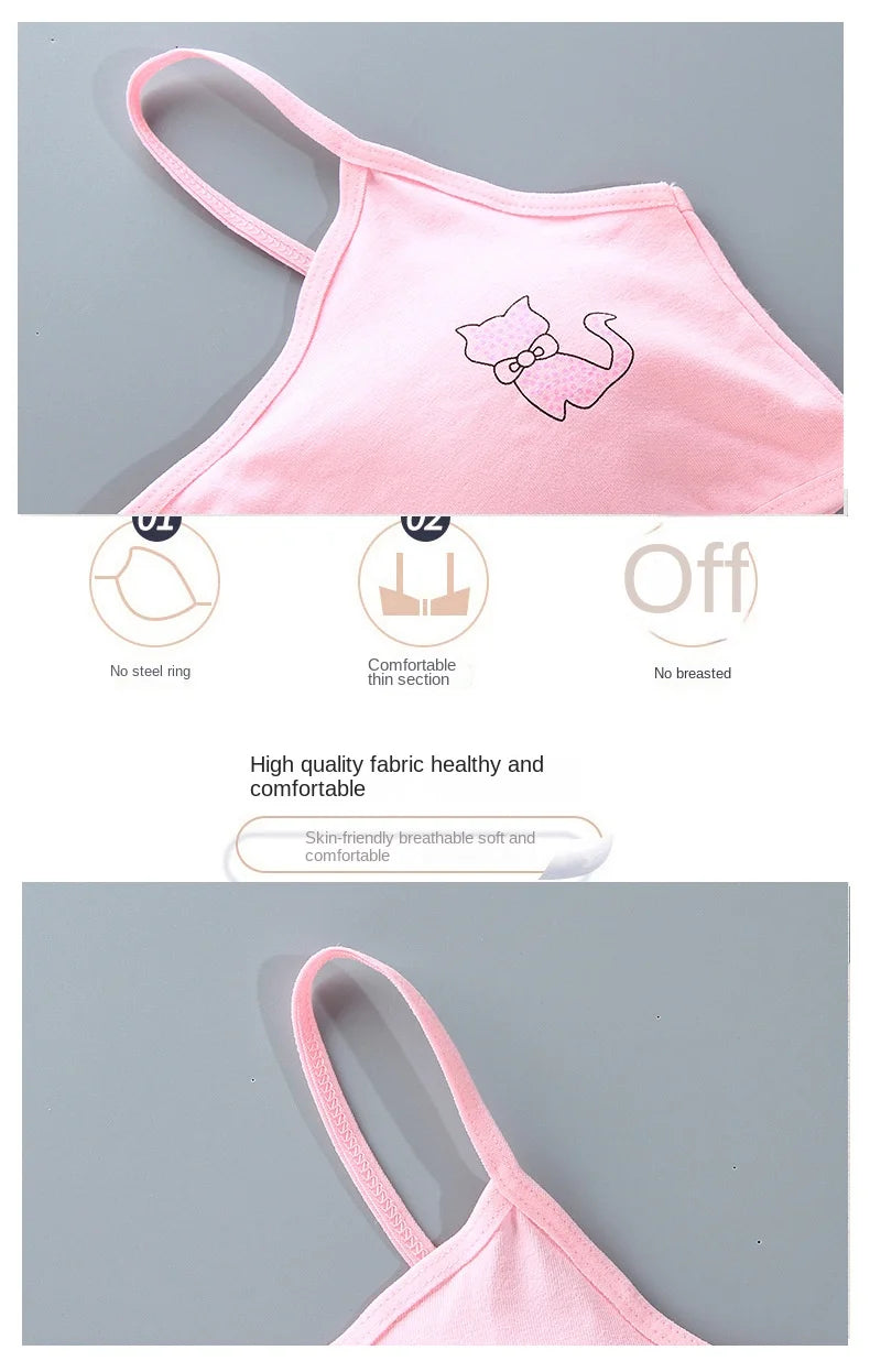 5 unids/lote Teeange niñas pequeñas sujetadores de entrenamiento Purbery School Girl Sujetador deportivo niños almohadilla para el pecho desmontable ropa interior niños Tops de tubo