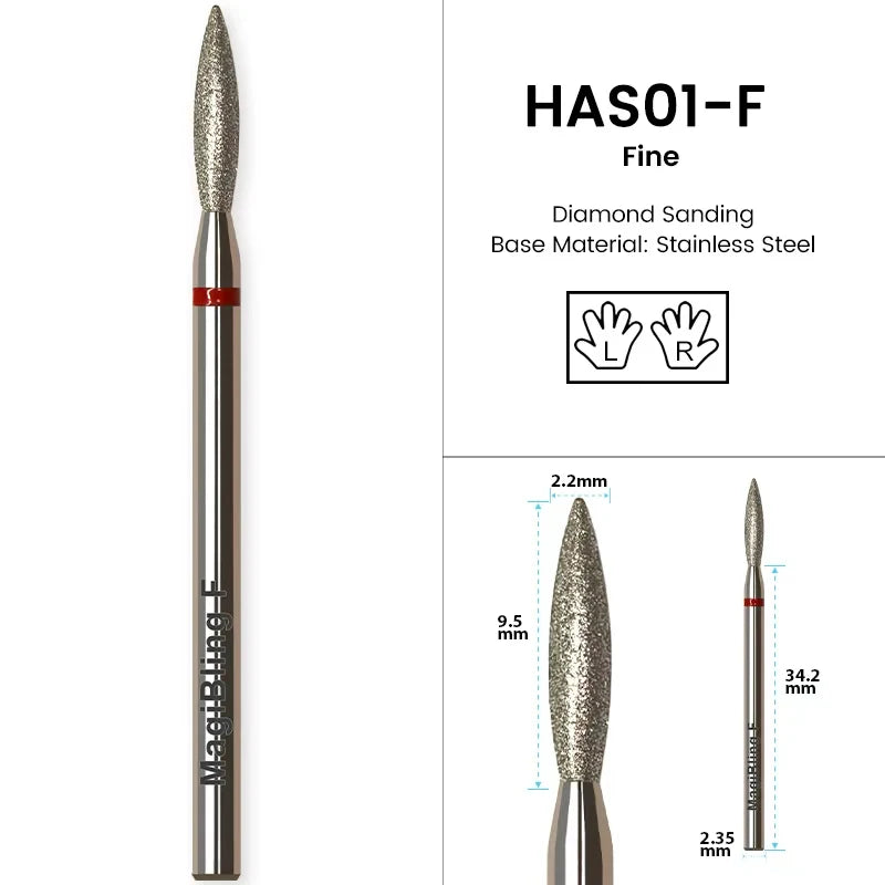 Brocas de cerámica para uñas de diamante, fresa para manicura, limas rotativas para cutículas izquierda y derecha, herramientas de accesorios para uñas DIY