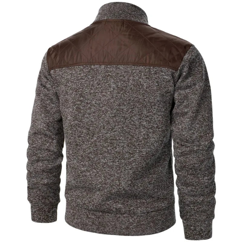 Sudaderas de retales para hombre, chaqueta con cuello levantado, cárdigan ajustado, ropa de calle, ropa deportiva, abrigo informal con cremallera, chándal para exteriores para hombre