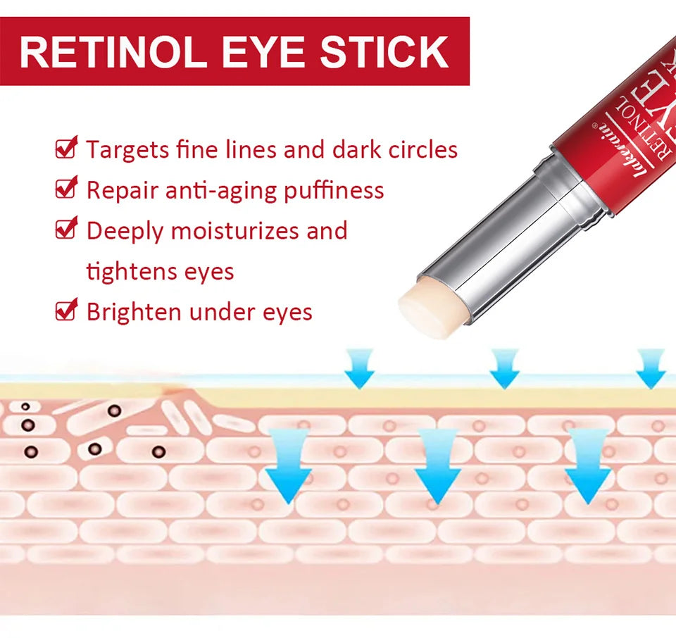 Crema de ojos con Retinol para aclarar las ojeras, reafirmante de la piel, suero de reparación instantánea de ojos en barra para el cuidado de los ojos de las mujeres