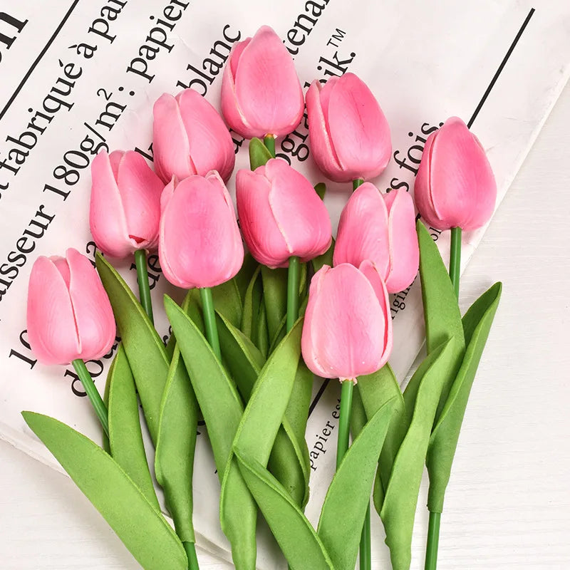 3/5/10/15/20 piezas tulipanes flores artificiales ramo de flores de tacto Real tulipanes flor falsa para decoración del hogar de la boda