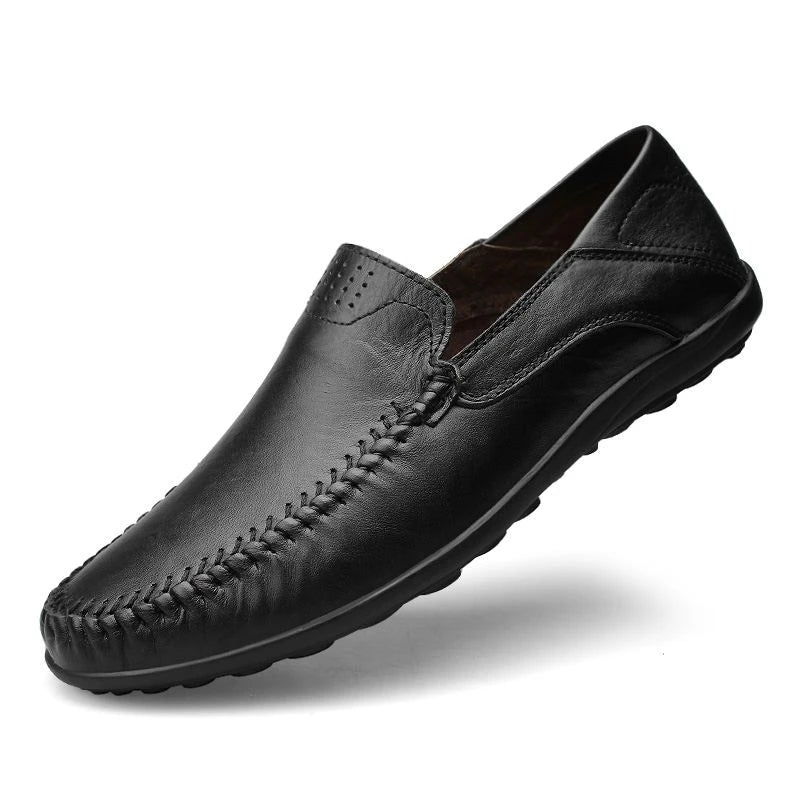 Zapatos de hombre de cuero genuino, mocasines formales informales de marca de lujo para hombre, mocasines italianos transpirables sin cordones, zapatos náuticos de talla grande
