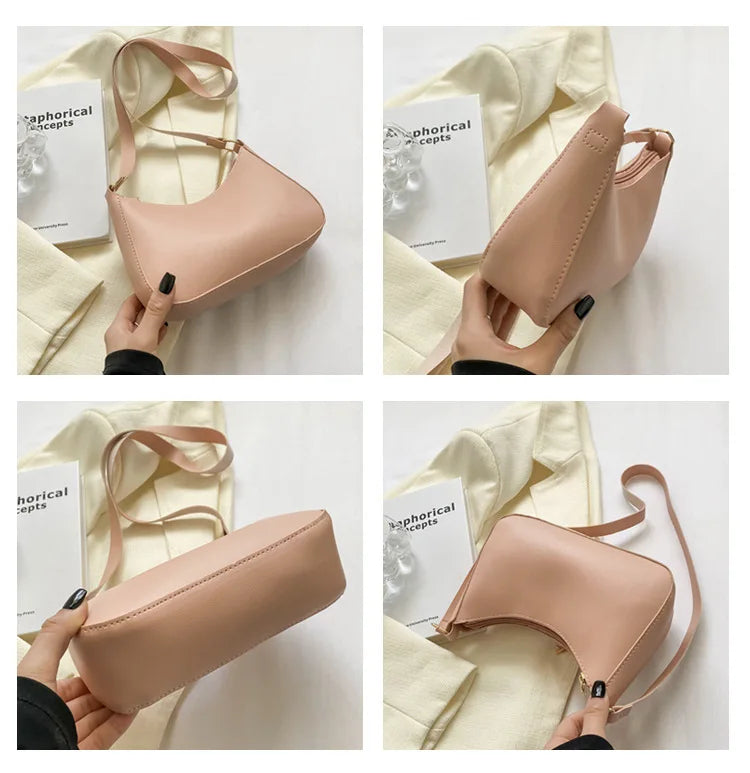 Bolso de mano de color sólido moderno y moderno, bolso cuadrado pequeño simple y nuevo, bolso para axila de un solo hombro elegante y de alta calidad