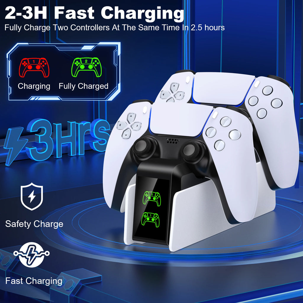 Para cargador de controlador PS5, estación de carga DualSense, soporte de cargador de base de carga Dual para controlador de juego inalámbrico PlayStation5