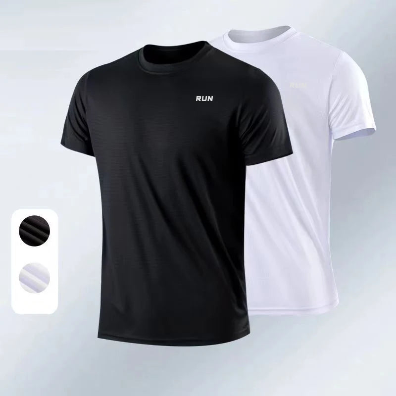 Camiseta deportiva de verano para hombre, camiseta atlética de manga corta con cuello redondo, poliéster, secado rápido, transpirable, ligera, para gimnasio, correr, culturismo, entrenamiento, fútbol, camisetas depo