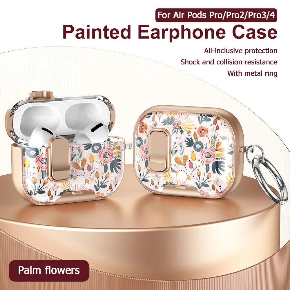 Funda transparente de cristal para auriculares Bluetooth inalámbricos para Airpods 4 Pro 2 3 2 y funda de TPU transparente cubierta de caja de bloqueo de interruptor con gancho