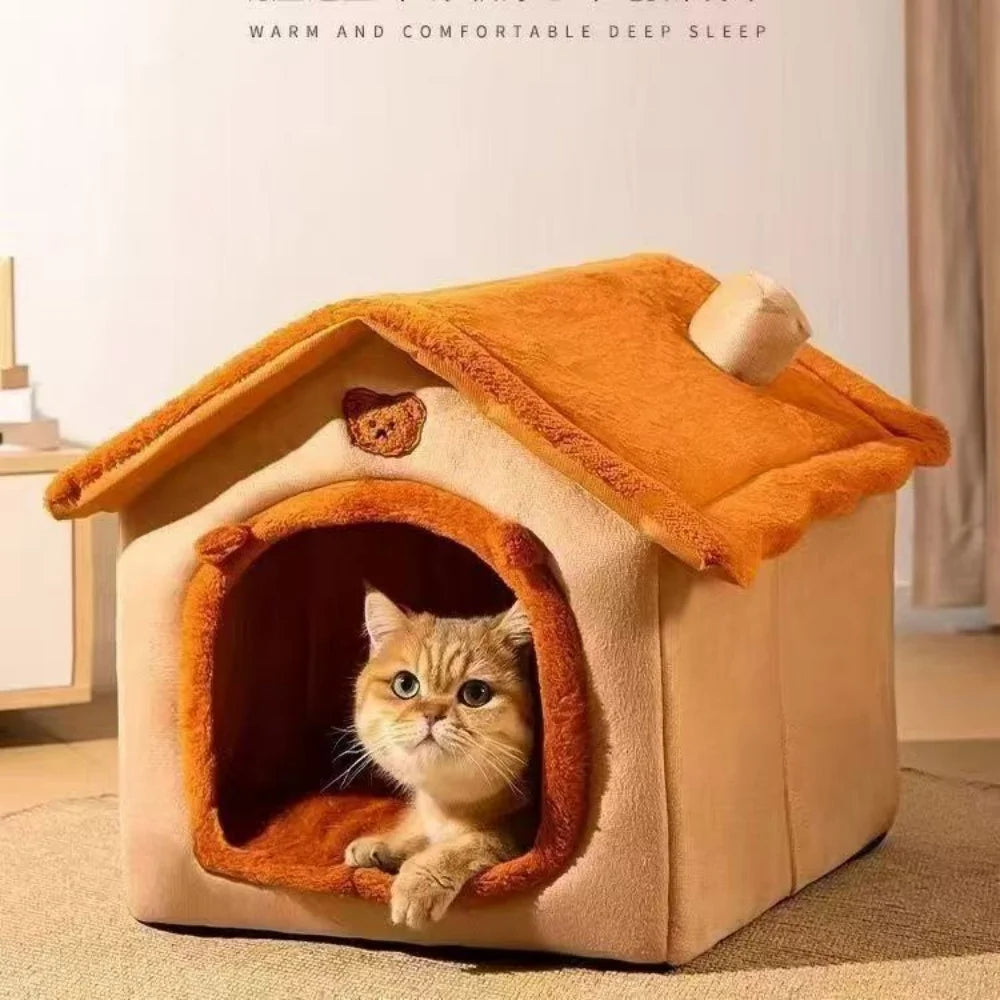 Cama estilo casa para perros para todas las estaciones, cama extraíble y lavable para mascotas para perros pequeños, casa cálida de invierno para perros y gatos