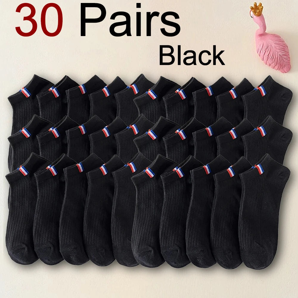 5/10/20/30 pares de calcetines tobilleros para hombre, calcetines invisibles transpirables con letras a la moda, estilo deportivo, a prueba de olores, absorbentes del sudor