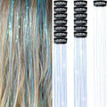 6 uds 50cm chispeantes pelo brillante oropel extensiones de cabello oropel extensiones de Clip de pelo sintético mujeres para tocado trenzado