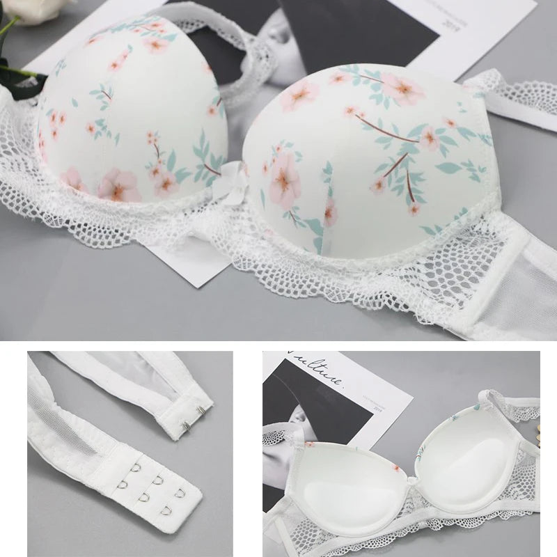 Conjunto de sujetadores sexys para mujer, ropa interior Floral con lazo de copa BCDE grande, negro, Beige, azul, rojo, blanco, lencería de encaje, novedad de 2023