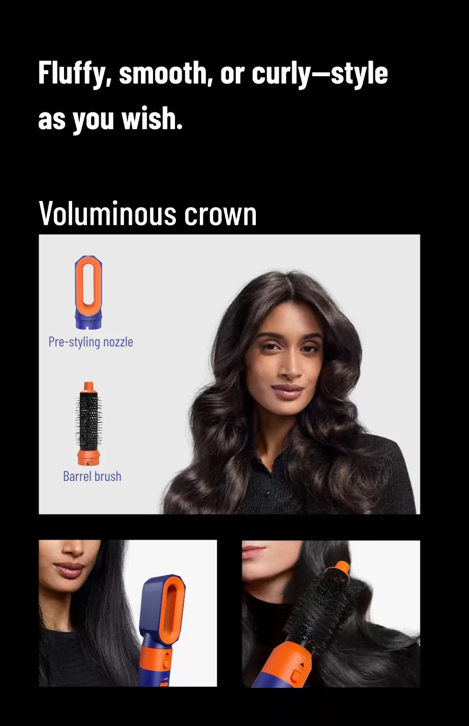 Estilizador de cabello 6 en 1, nuevo secador de pelo liso para cabello, estilizador de cabello 6 en 1 con barril rizado, cepillo de aire caliente, herramienta de estilismo MultiStyler