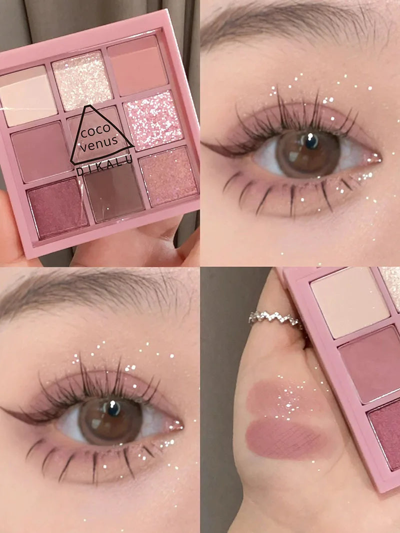 DIKALU-paleta de sombras de ojos, nueva paleta de sombra de ojos, Oh Rosy Nine Palace Grid, enfoque automático, baja saturación, polvo de humo, placa de rosa, primavera y verano