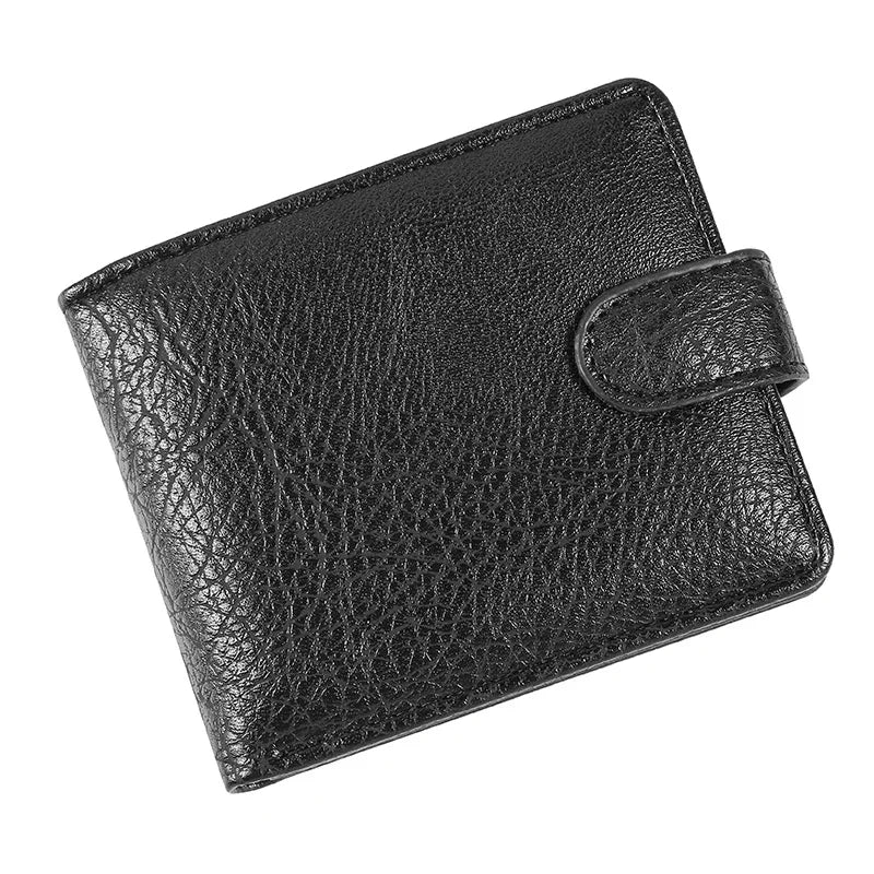Cartera Vintage para hombre, billeteras de cuero con cerrojo corto para hombre, monedero duradero informal, tarjeteros de identificación para foto delgada, monedero con Clip para dinero