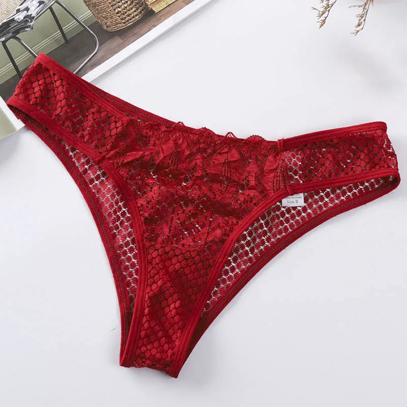 Bragas de encaje sexis de talla grande, lencería para mujer, bragas de encaje transparente transpanrent brillantes, talla grande brasileña femenina S M L XL de talla grande