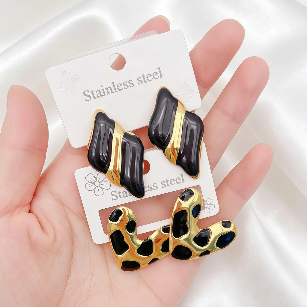 6 pares de pendientes de acero inoxidable con diseño de flores y geometría, coloridos y a la moda, para mujer, regalos para fiestas.