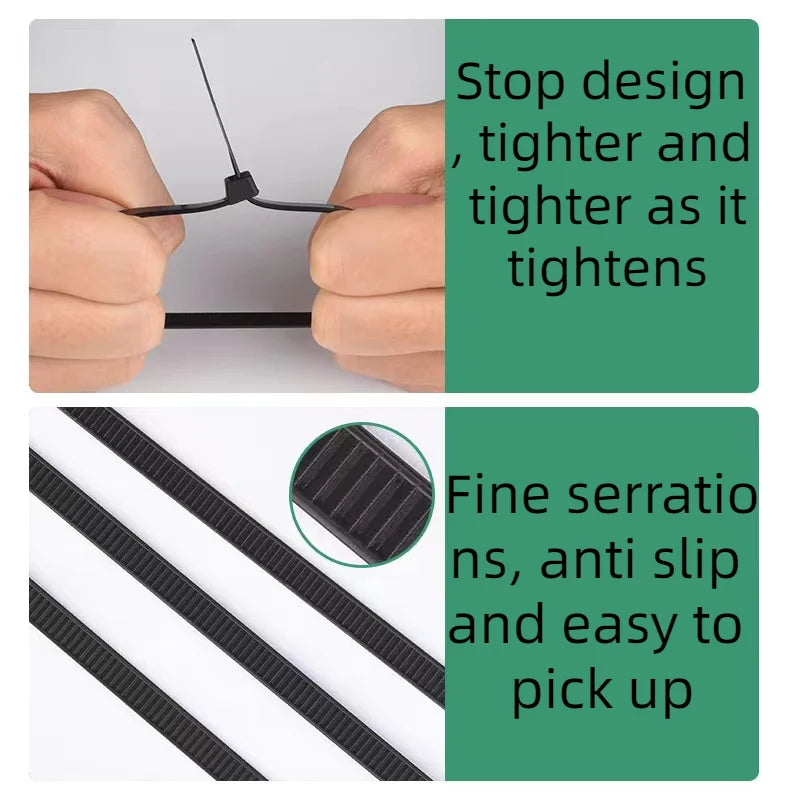 100 piezas negro 4x200 cable anillo de fijación reutilizable cable Zip Ties de pulgadas reciclable desmontable