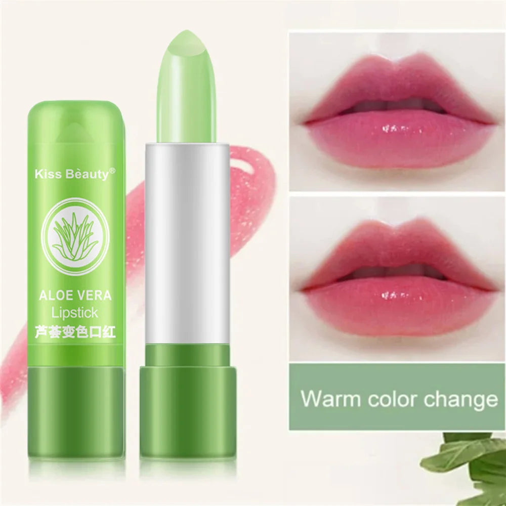 Nuevo Natural ALOE VERA cambio de temperatura Color gelatina lápiz labial de larga duración hidratante maquillaje de labios bálsamo labial brillo de labios