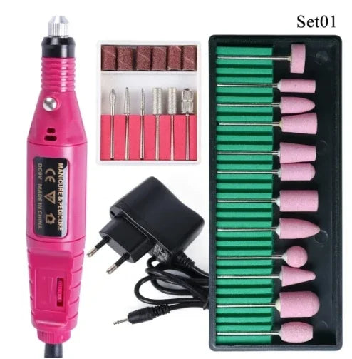 Taladro de uñas profesional eléctrico para manicura, juego de cortadores de fresado, limas para uñas, brocas, herramientas para quitar esmalte de Gel