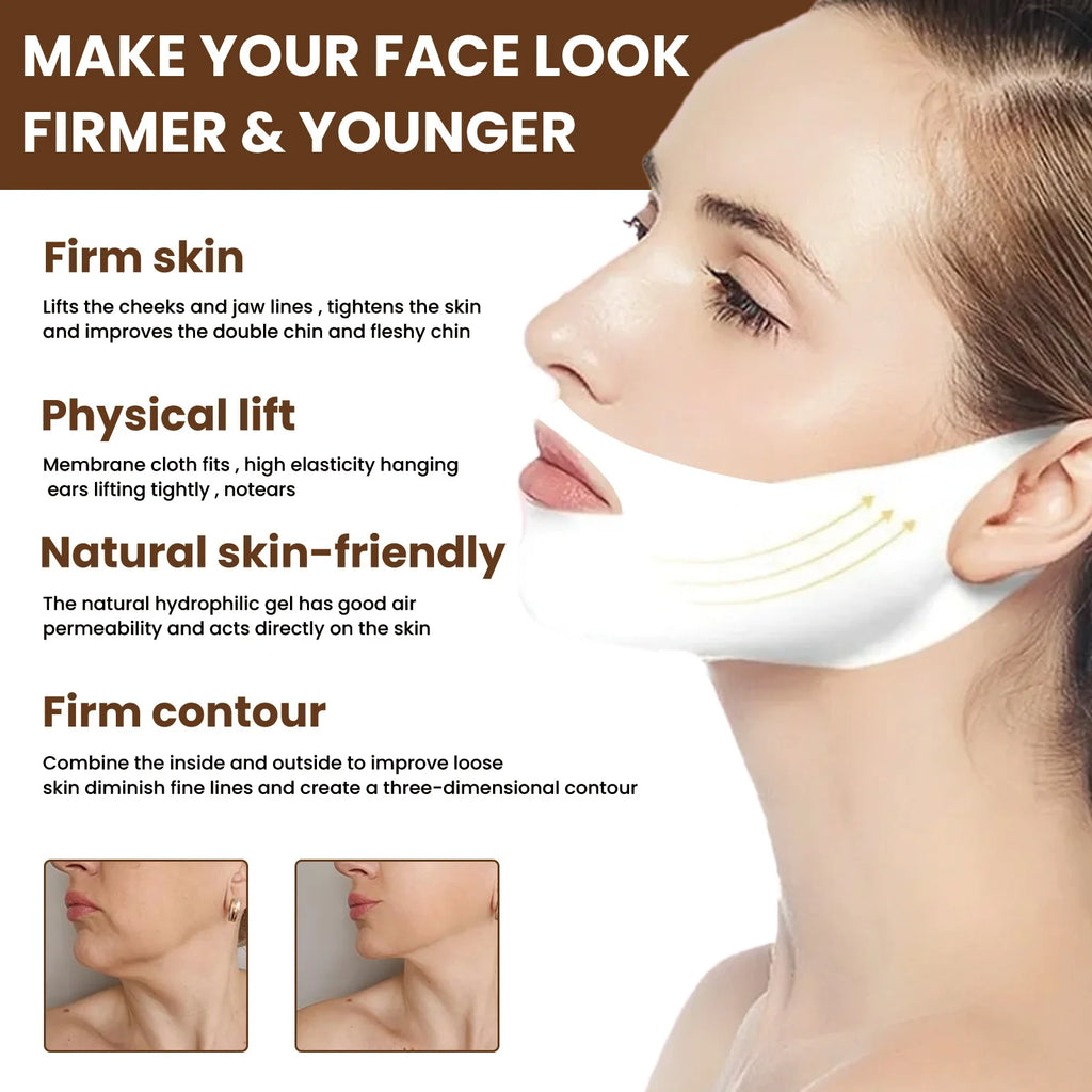 EELHOE-mascarillas de Estiramiento facial, moldeador en V, reafirmante de la barbilla, hidratante, antienvejecimiento, antiflacidez, en forma de V, mascarilla de Estiramiento facial, cuidado de la piel