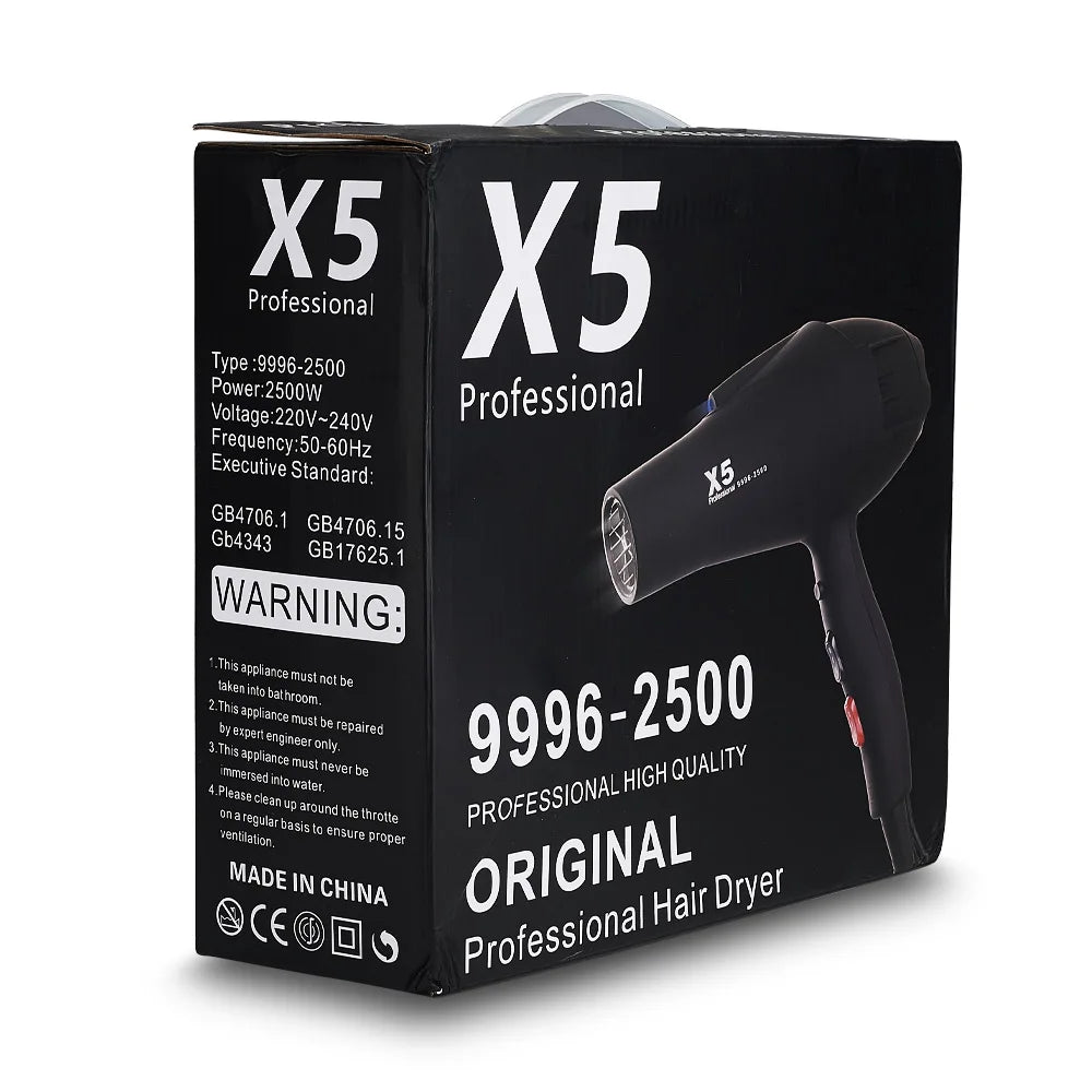 Secador de Pelo RESUXI X5 de 2500W de Alta Potencia, Secador de Pelo Iónico Eléctrico para Uso en Salón y en Casa, Secado Rápido, Secador de Pelo para Mujer
