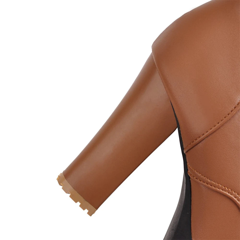 Zapatos de mujer Botas de moto Otoño Invierno Botas de mujer 2025 Botas de tobillo elegantes para mujer Plataformas de tacón alto Botas sexis con hebilla blanca