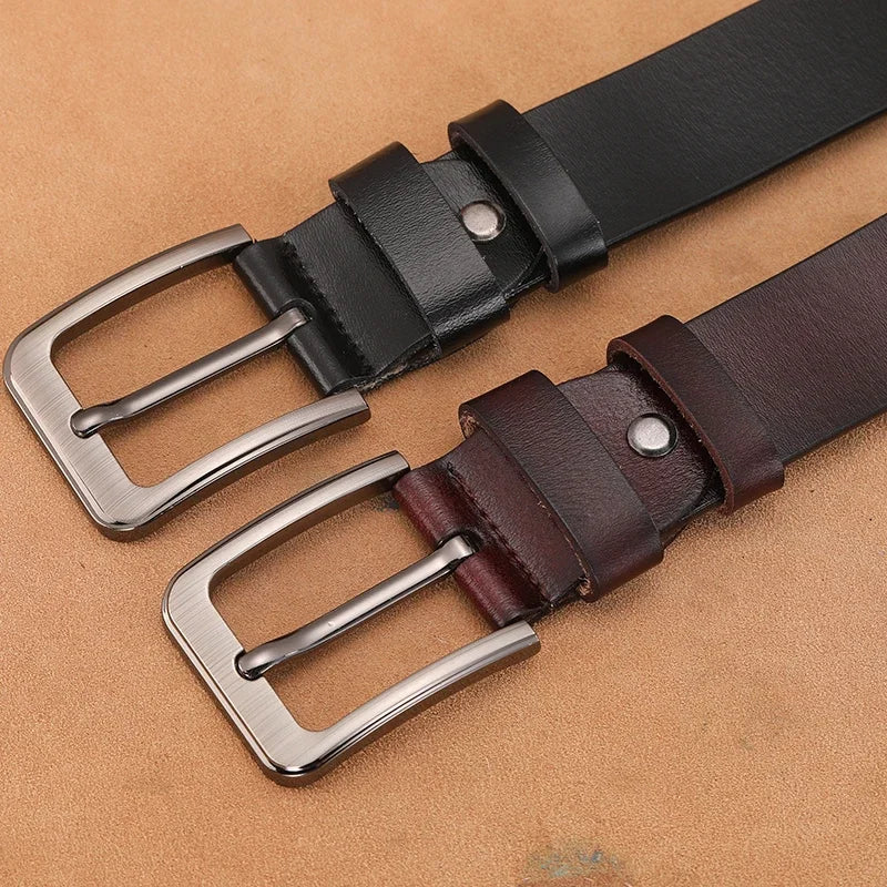 Cinturones masculinos de cuero genuino de alta calidad con hebilla grande y larga, cintura para hombre 110 120 130 140 150 160 170cm, cinturones de talla grande para hombre