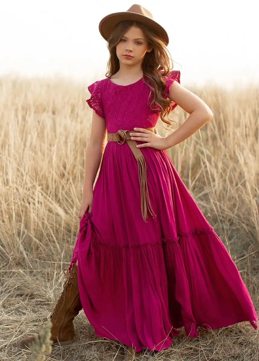 Vestidos largos bohemios de encaje para niñas de 3 a 14 años, vestido de fiesta de princesa con flores para bebés y niños, disfraz, ropa para niños